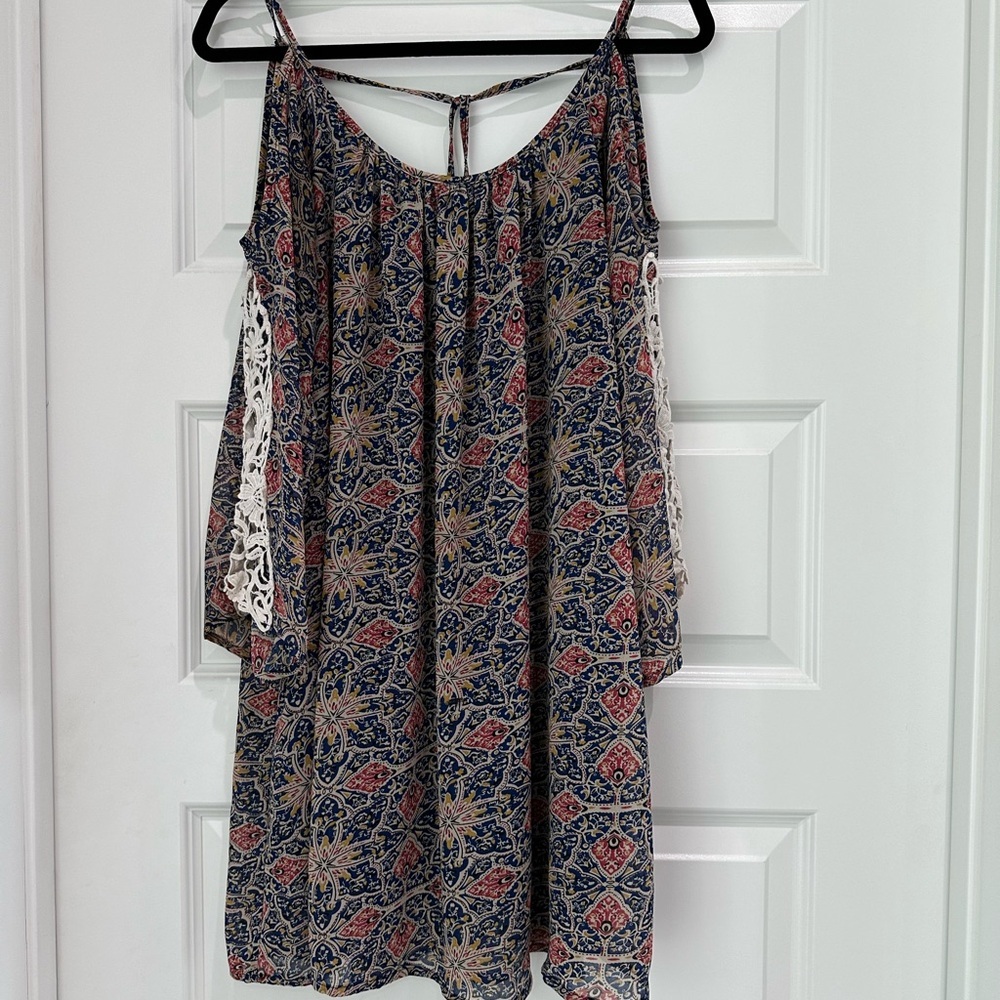 Bohemian Print Cold Shoulder Dress